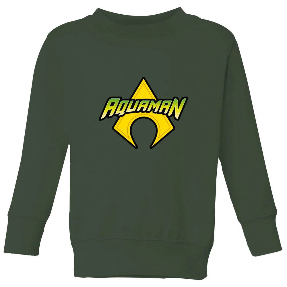 Justice League Aquaman Logo Kids' Sweatshirt - Forest Green - 98/104 (3-4 jaar) Afbeelding 1