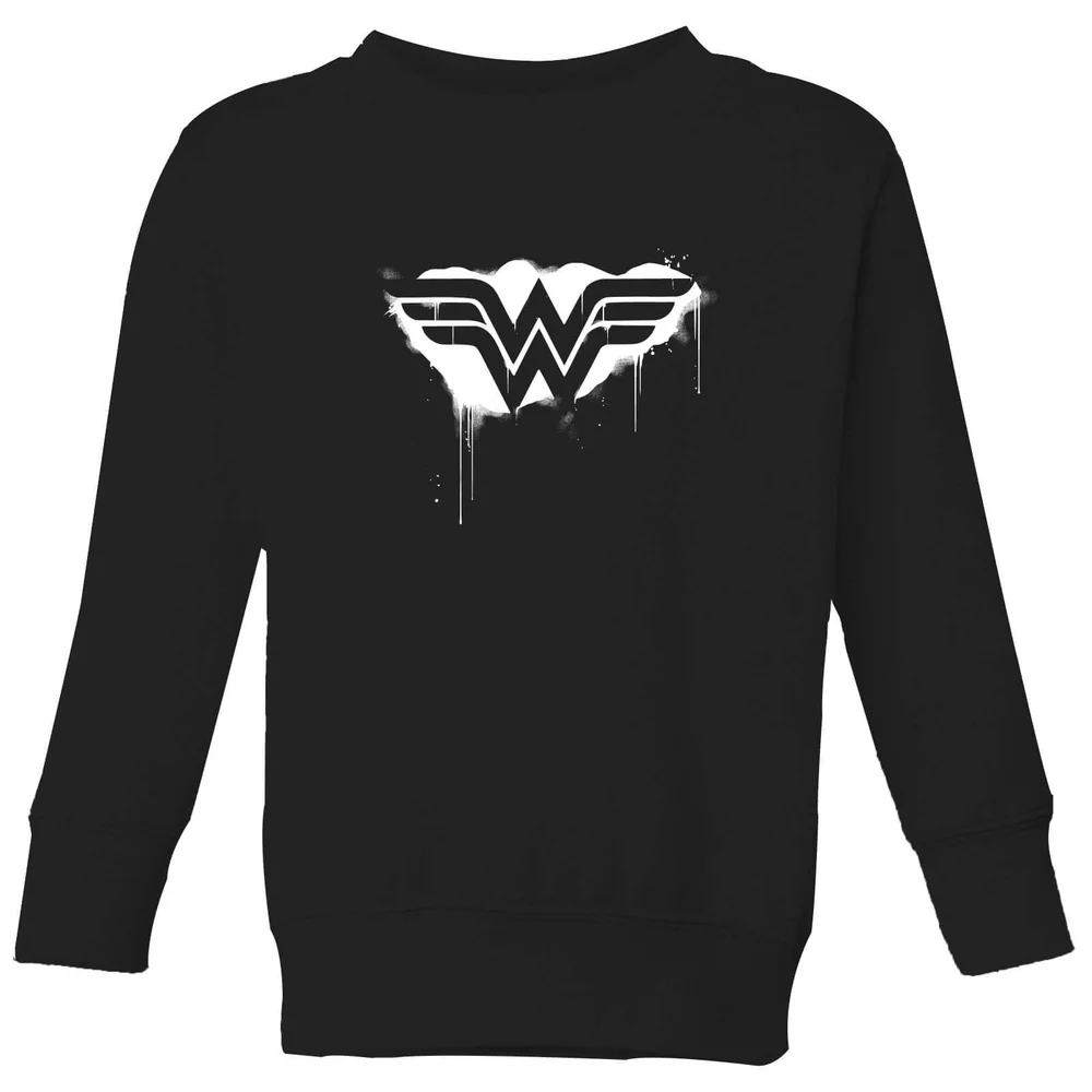 Justice League Graffiti Wonder Woman Kids' Sweatshirt - Black - 98/104 (3-4 jaar) Afbeelding 1