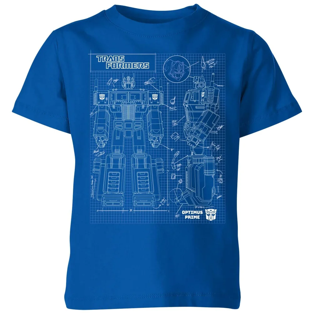 Transformers Optimus Prime Schematic Kids' T-Shirt - Royal Blue - 98/104 (3-4 jaar) Afbeelding 1