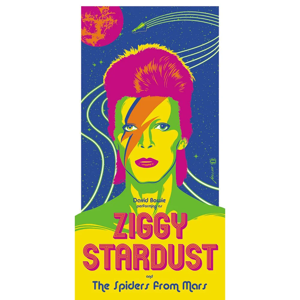 David Bowie - 'Ziggy Stardust' 12 x 24 Inches Limited Edition Screenprint by Brian Miller (Neon Colour Variant) Afbeelding 1