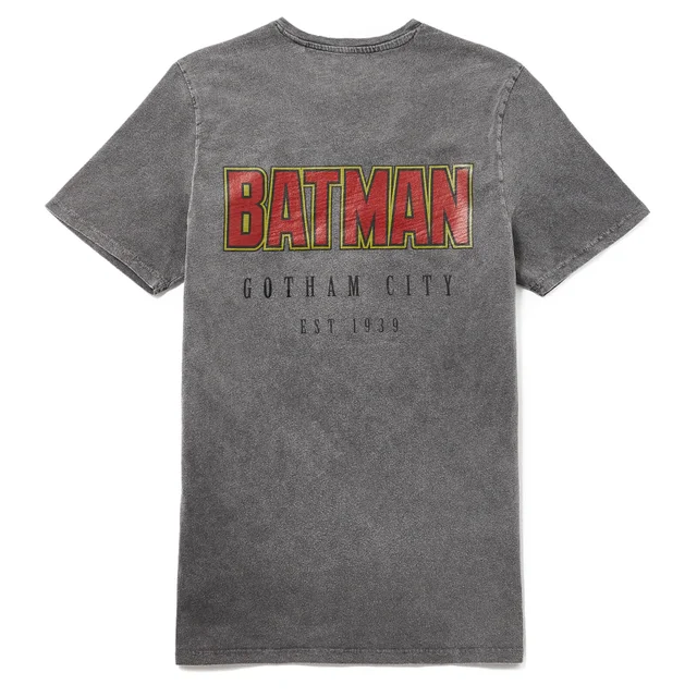 Batman 80th Anniversary logo t-shirt - Zwart acid-wash