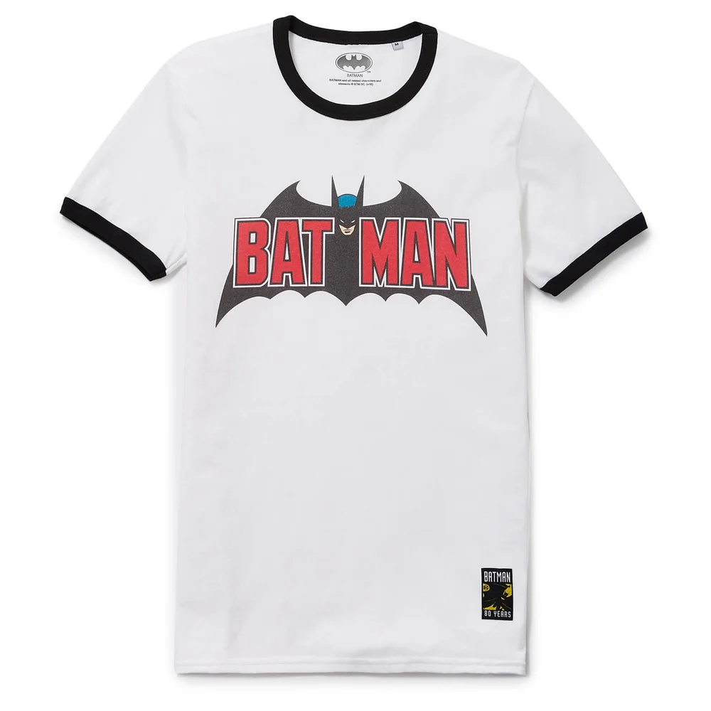 Batman 80th Anniversary 70s Super Ringer t-shirt - Wit/Zwart - S Afbeelding 1