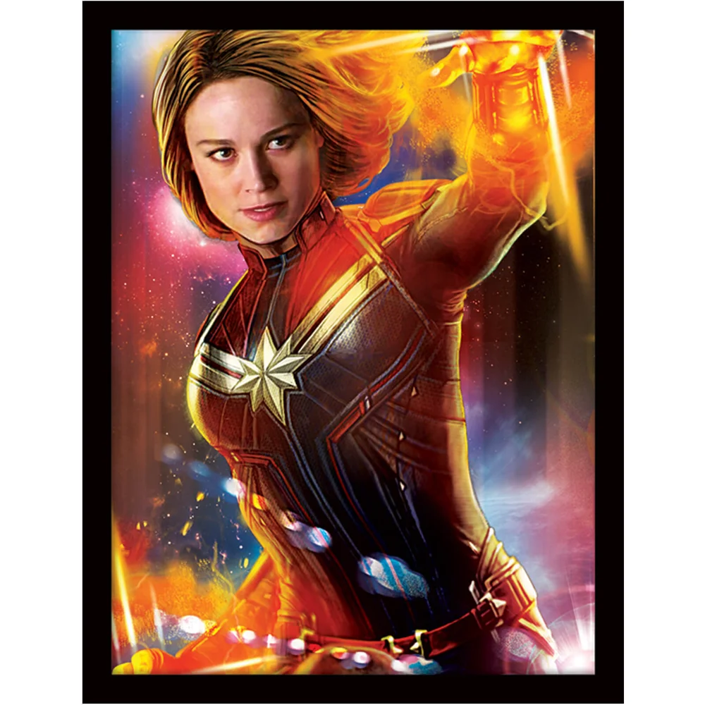 Captain Marvel (Glow) Framed 30 x 40cm Print Afbeelding 1