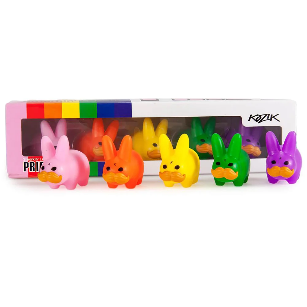 Kidrobot Frank Kozik Mini Stache Labbit Pride 5-Pack Collector Box Set Afbeelding 1