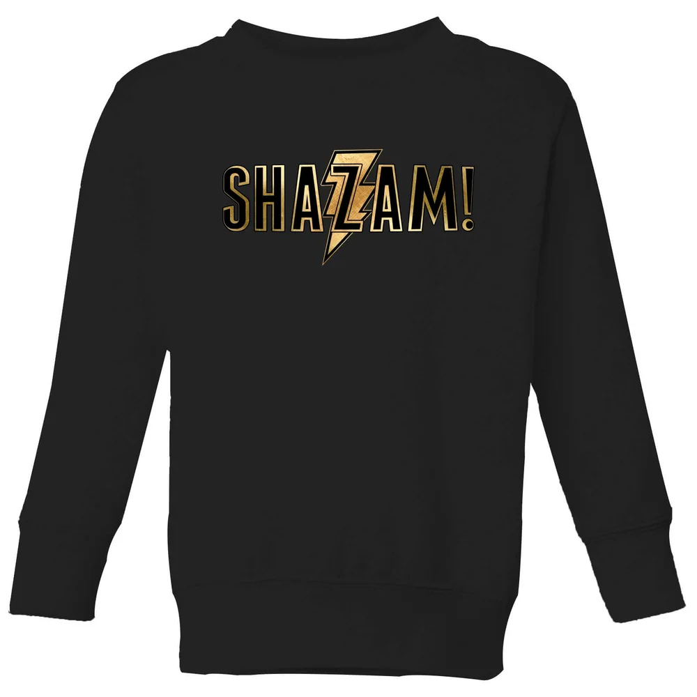 Shazam! Gold Logo kindertrui - Zwart - 98/104 (3-4 jaar) Afbeelding 1