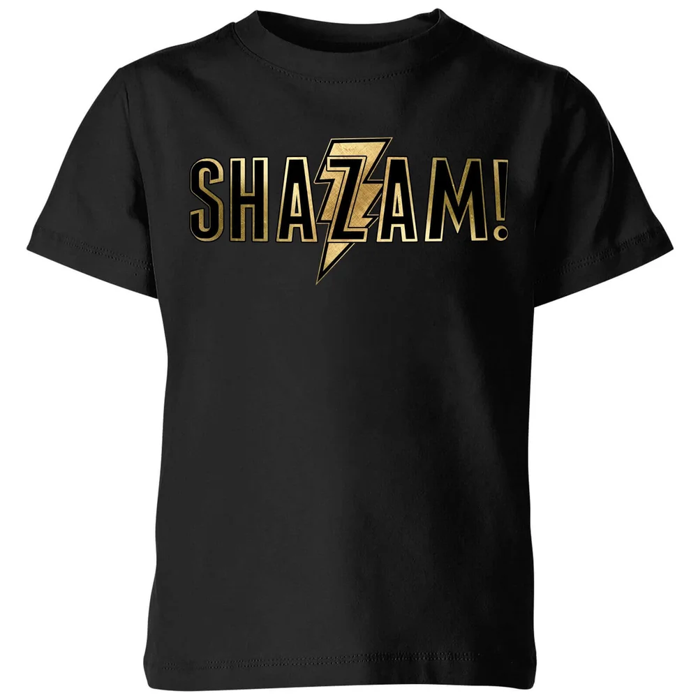 Shazam! Gold Logo kinder t-shirt - Zwart - 98/104 (3-4 jaar) Afbeelding 1