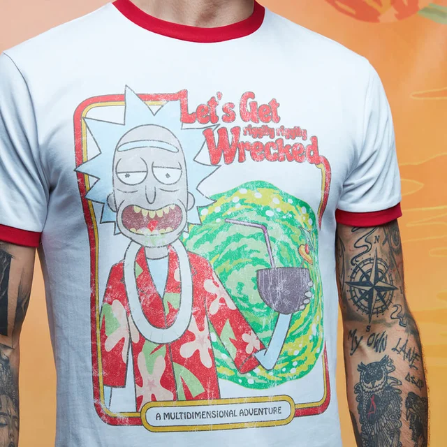 Rick and Morty Riggity Riggity Wrecked ringer t-shirt - Wit/Rood
