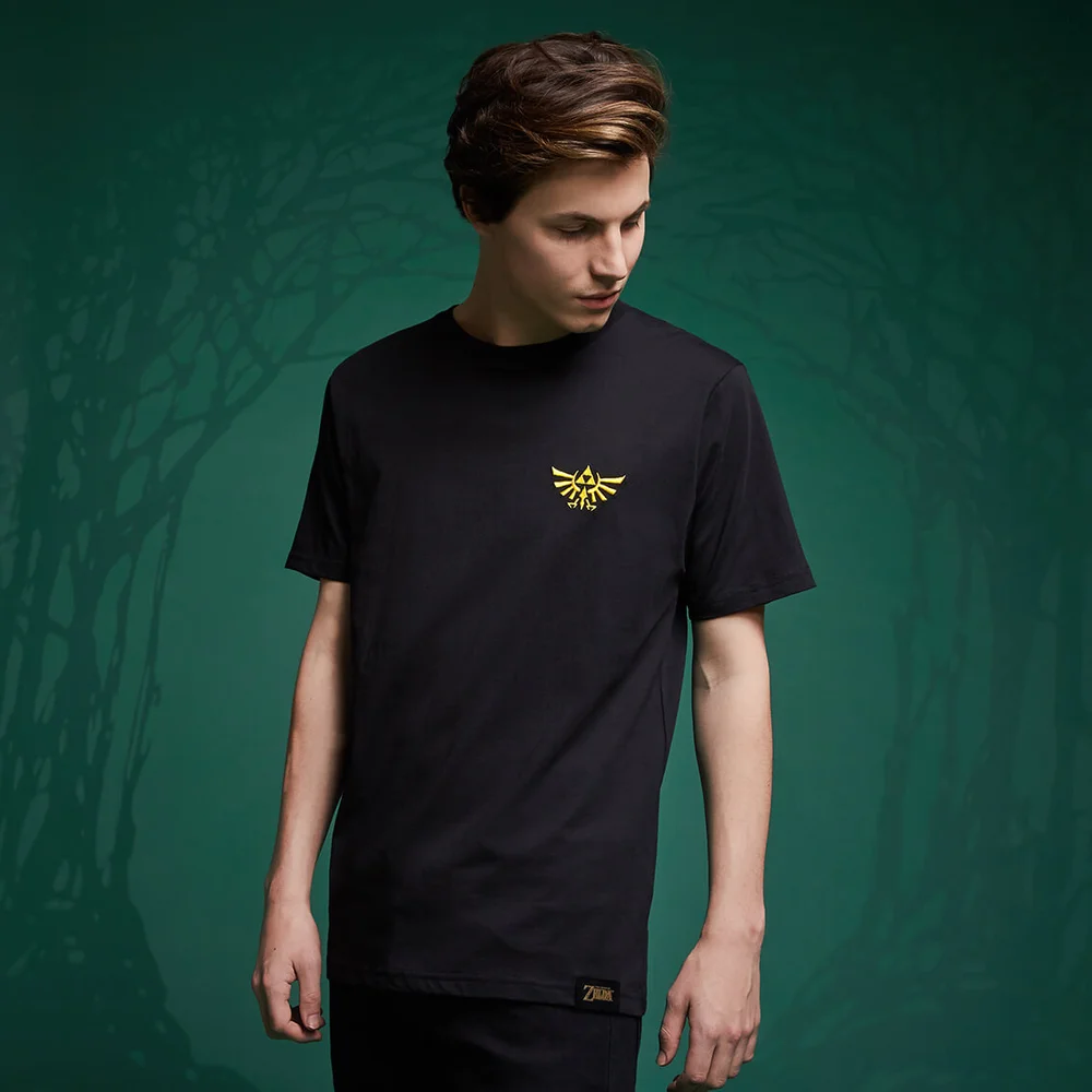 Legend Of Zelda Hyrule Crest Embroided t-shirt - Zwart - 3XL Afbeelding 1