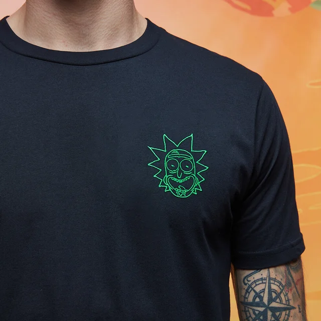 Rick and Morty Rick Geborduurd t-shirt - Zwart