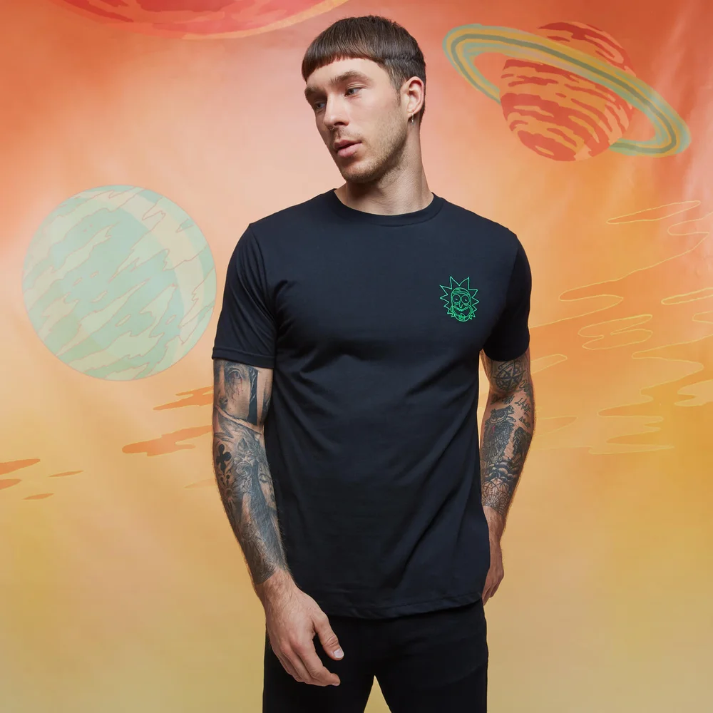 Rick and Morty Rick Geborduurd t-shirt - Zwart - S Afbeelding 1