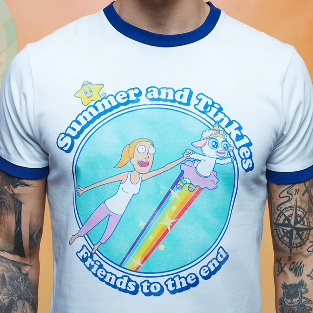 Rick and Morty Summer & Tinkles ringer t-shirt - Wit/Blauw