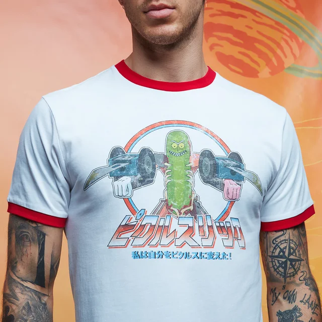 Rick and Morty Pickle Rick ringer t-shirt - Wit/Rood