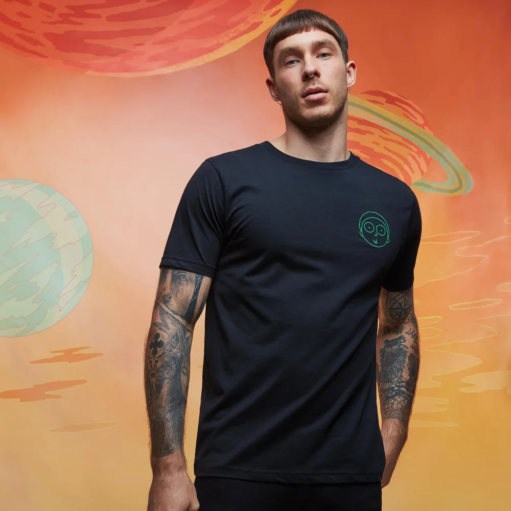 Rick and Morty Morty Geborduurd t-shirt - Zwart - S Afbeelding 1