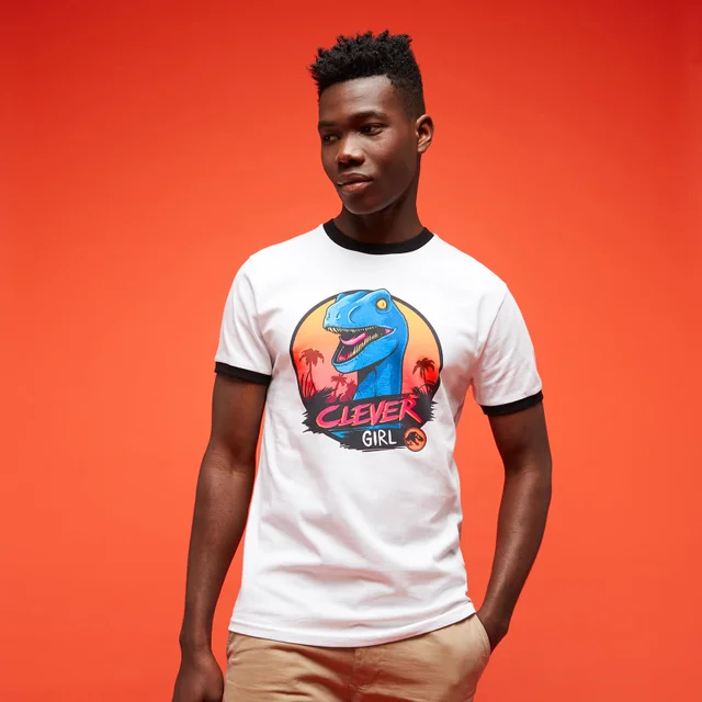 Jurassic Park Primal Clever Girl ringer t-shirt - Zwart/Wit