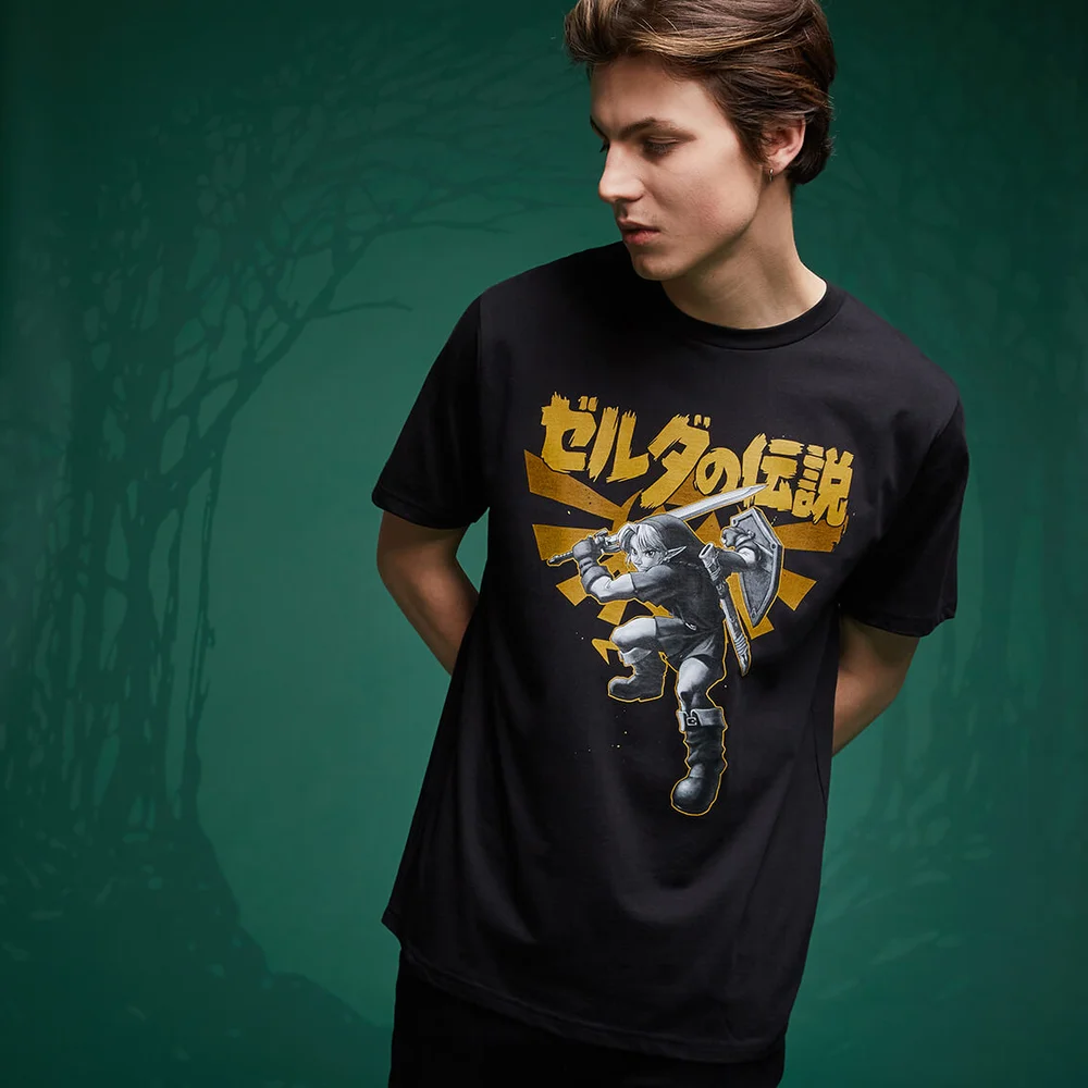 Legend Of Zelda Link Kanji t-shirt - Zwart - 3XL Afbeelding 1