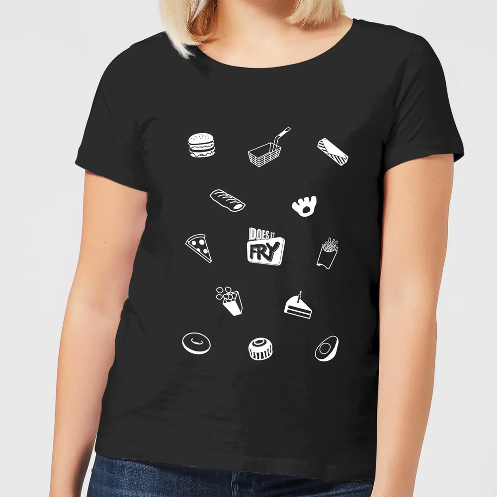 Does It Fry Pattern Women's T-Shirt - Black - 3XL Afbeelding 1