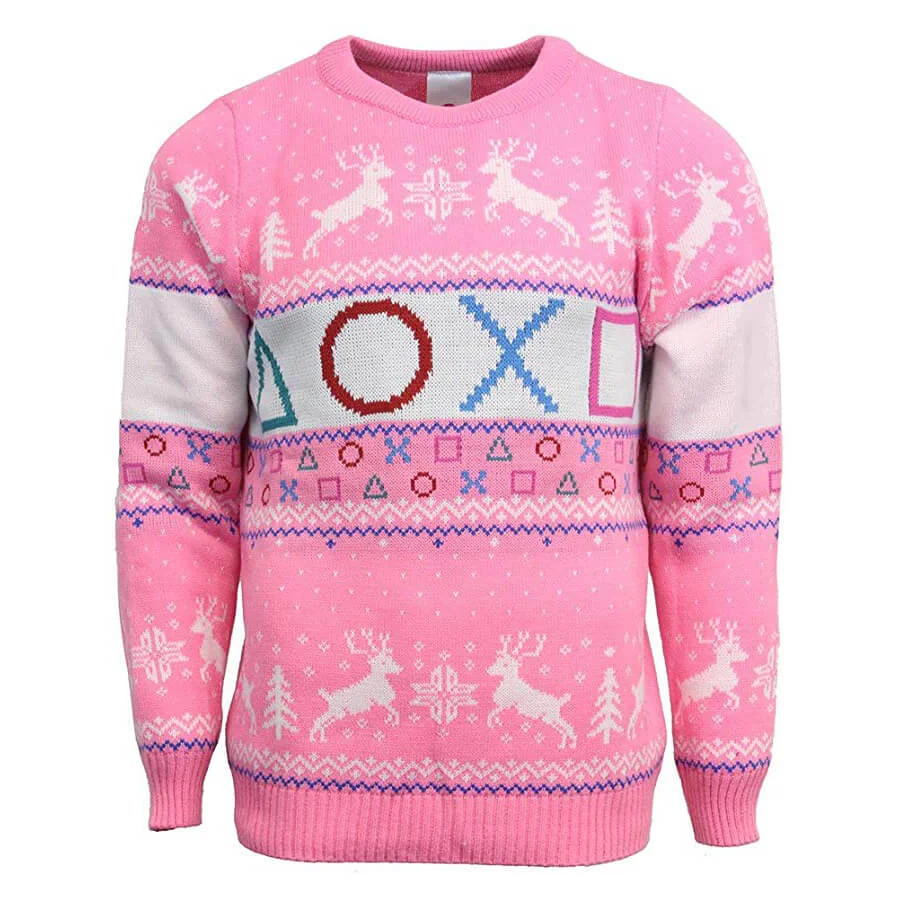PlayStation Official Pink Knitted Christmas Jumper - S Afbeelding 1