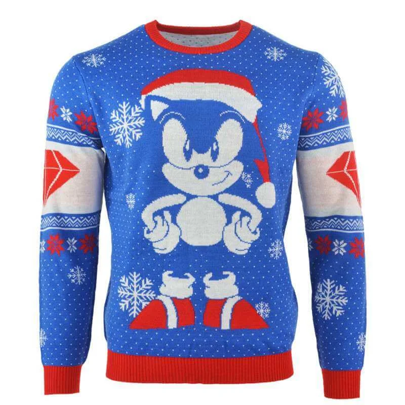 Sonic the Hedgehog Sonic Gem Knitted Christmas Jumper - M Afbeelding 1