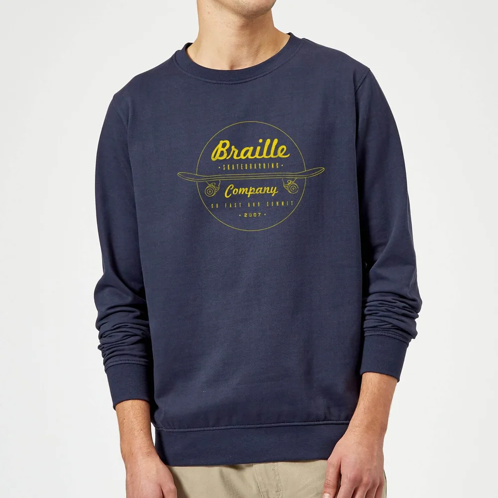 Limited Edition Braille Skate Company Sweatshirt - Navy - S Afbeelding 1