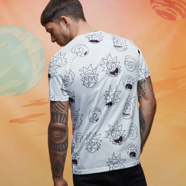 Rick and Morty Faces all-over-print t-shirt - Wit