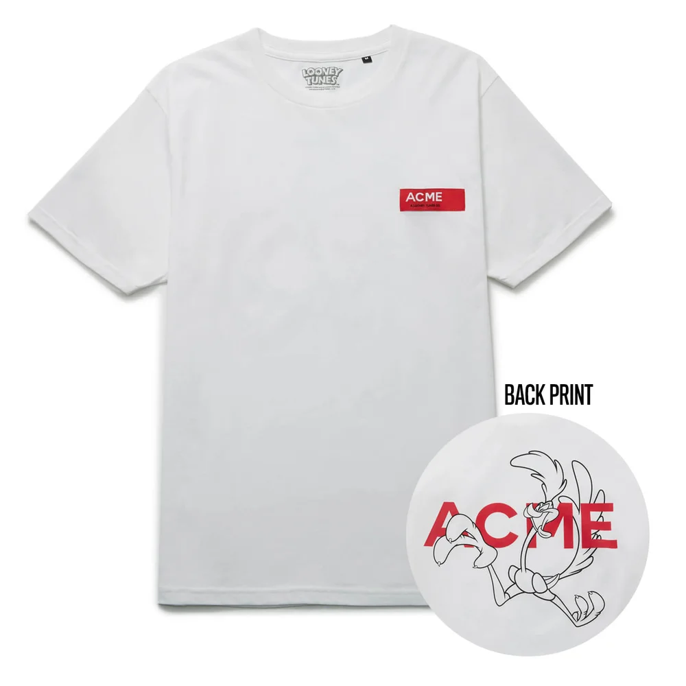 Looney Tunes ACME Road Runner Schets t-shirt - Wit - S Afbeelding 1