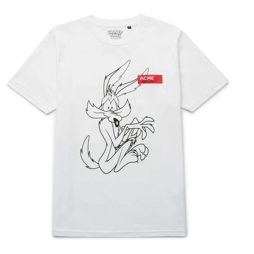 Looney Tunes Acme Wile E. Coyote Schets t-shirt - Wit - S Afbeelding 1