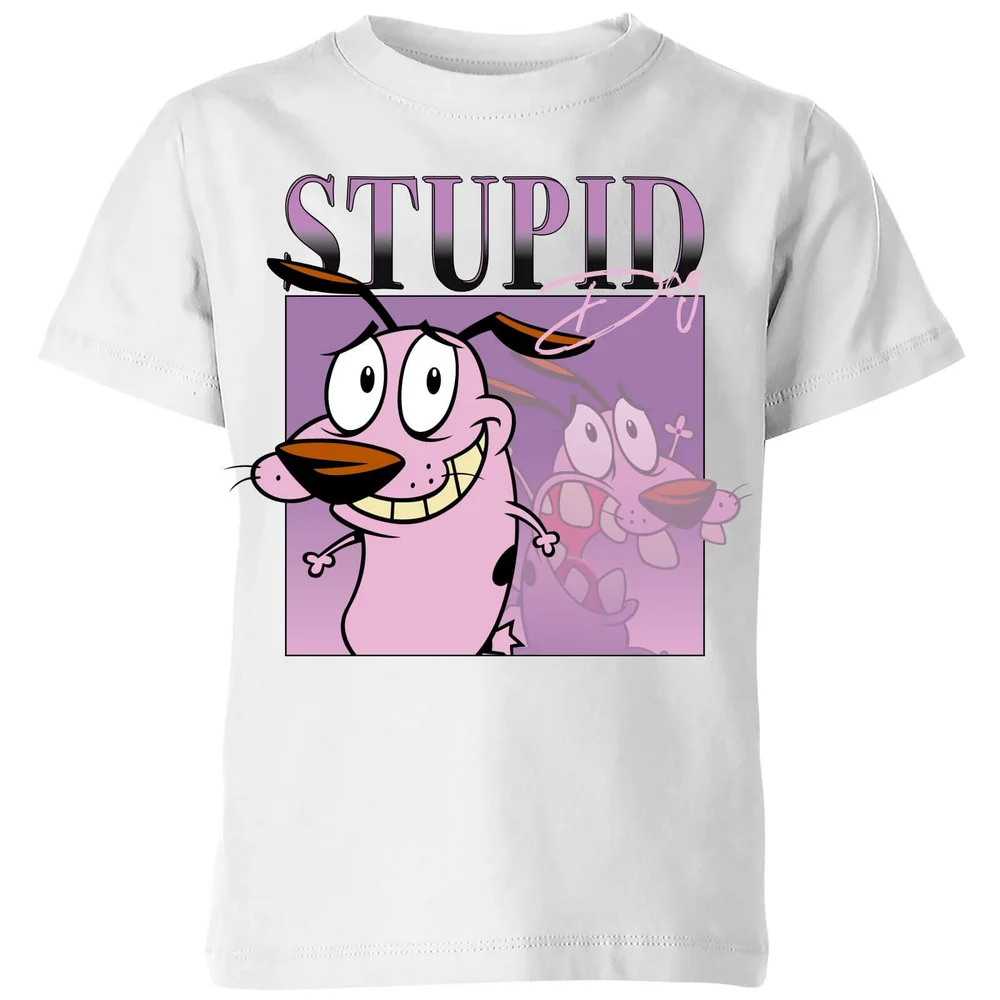 Cartoon Network Spin-Off Courage The Cowardly Dog 90s Photoshoot kinder t-shirt - Wit - 98/104 (3-4 jaar) Afbeelding 1