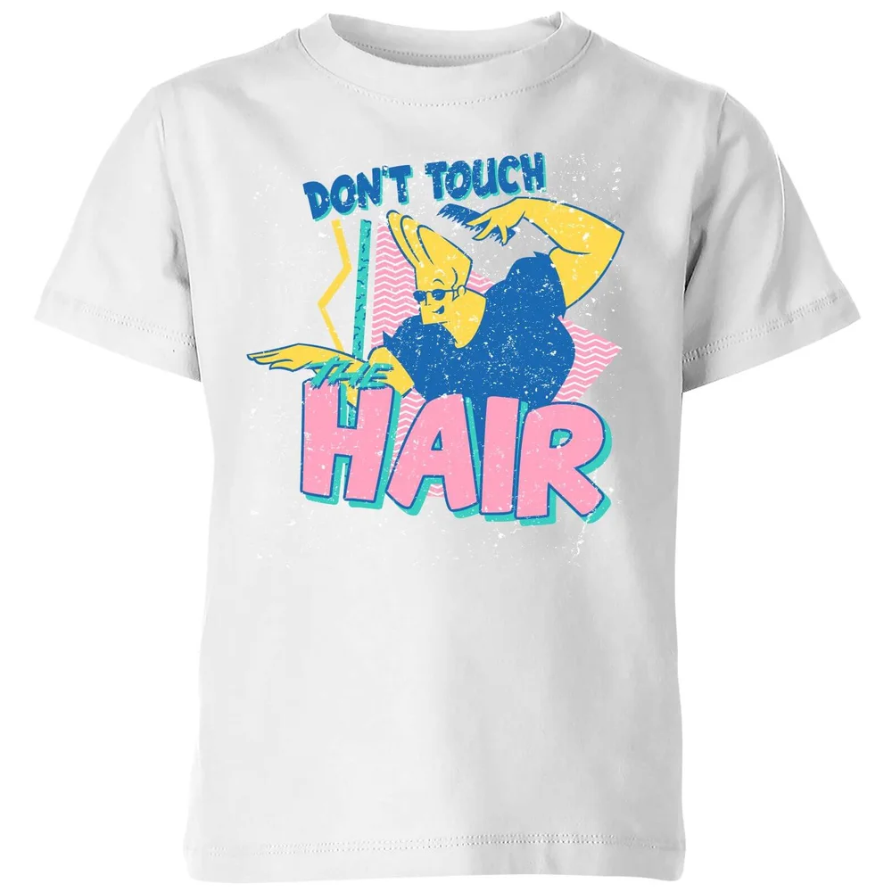 Cartoon Network Spin-Off Johnny Bravo Don't Touch The Hair kinder t-shirt - Wit - 98/104 (3-4 jaar) Afbeelding 1