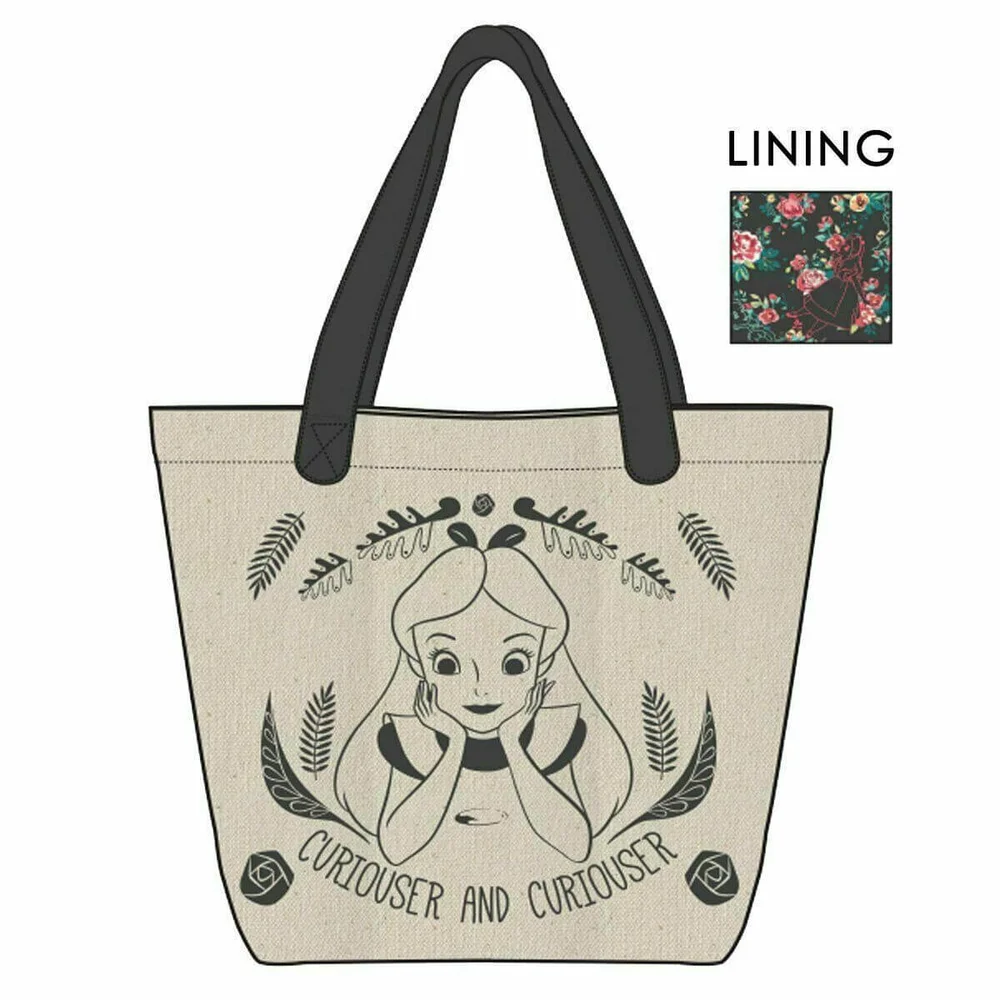 Loungefly Disney Alice in Wonderland Curiouser and Curiouser Canvas Tote Bag Afbeelding 1