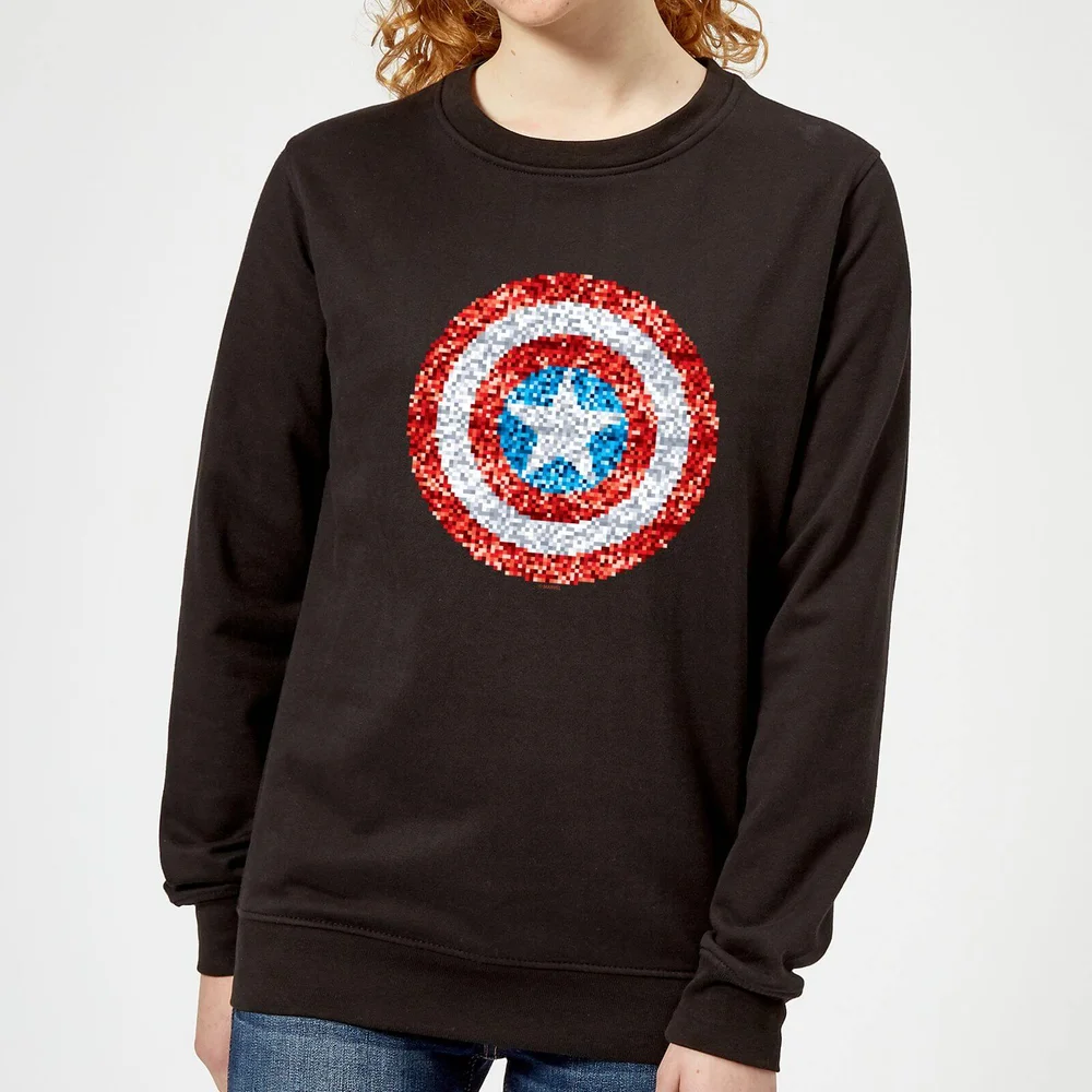 Marvel Captain America Pixelated Shield dames trui - Zwart - XS Afbeelding 1