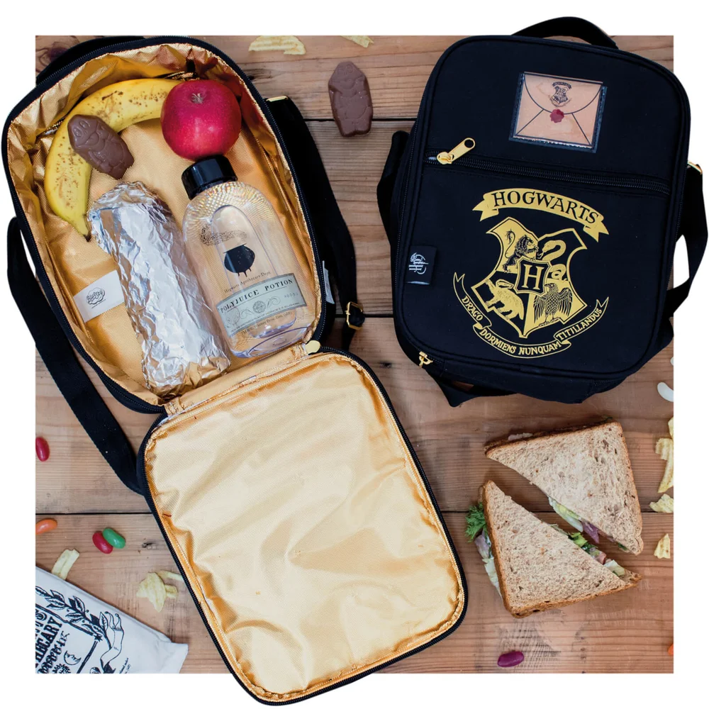 Harry Potter 2 Pocket Lunch Bag - Black/Gold Afbeelding 1