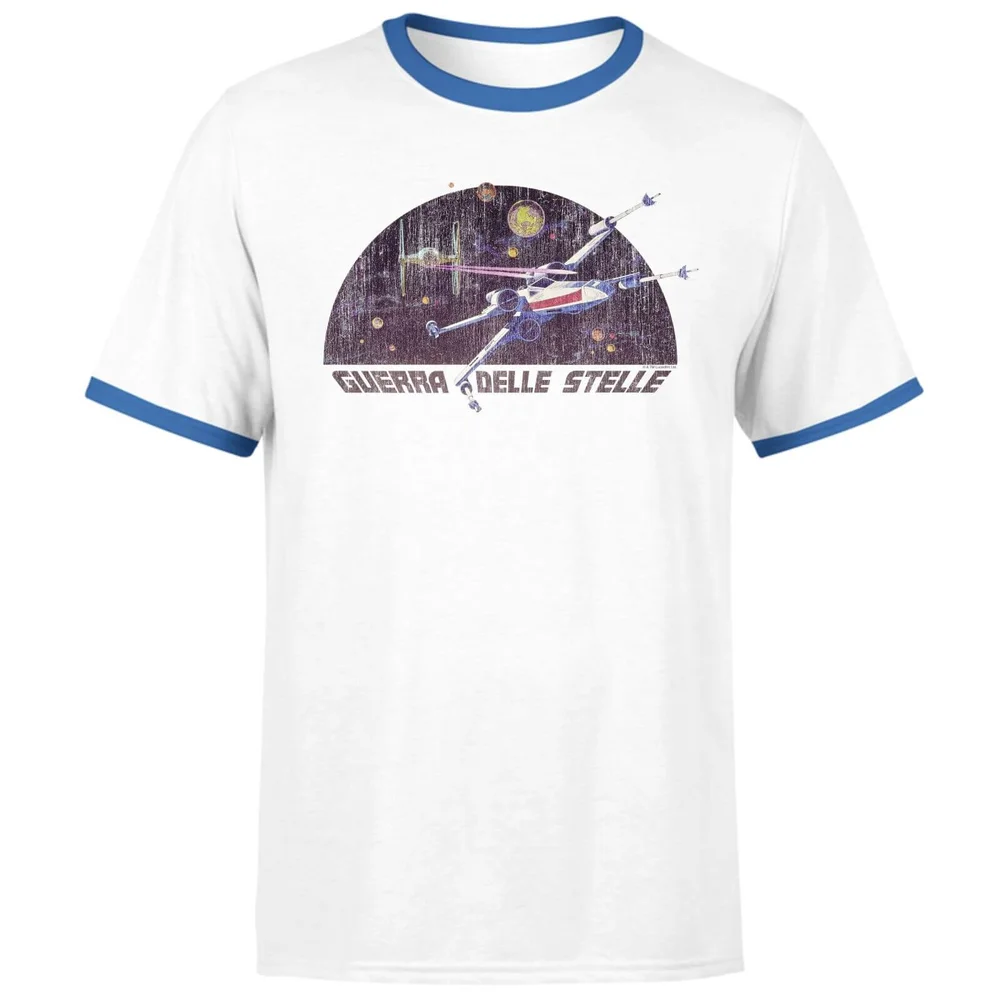 Star Wars X-Wing Guerra delle Stelle ringer t-shirt - Wit/Blauw - S Afbeelding 1