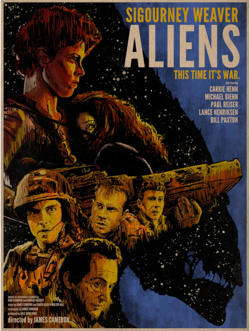 Aliens 'This Time it's War' 13 x 19 Inch Limited Edition Giclee Print by J.J. Lendl Afbeelding 1