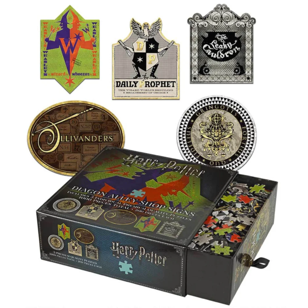 Harry Potter Diagon Alley Winkelbordjes 5 x 200 Stuks Legpuzzels Afbeelding 1