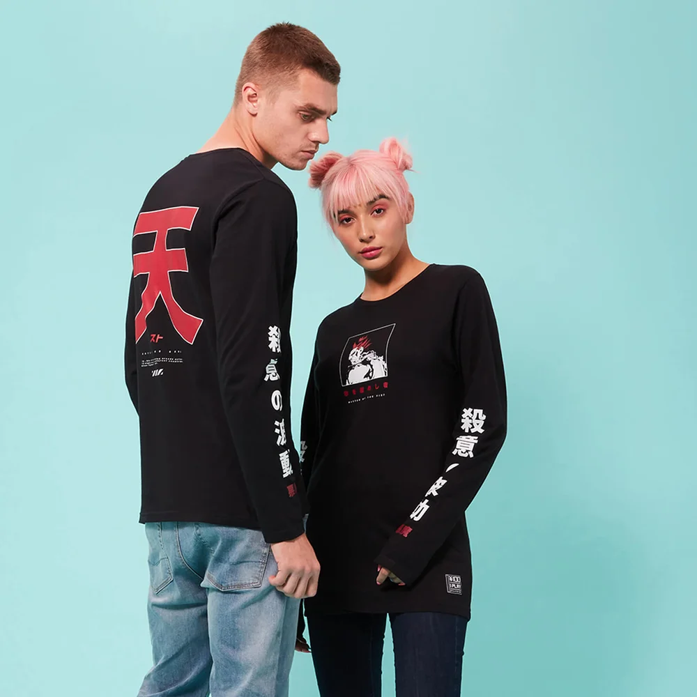 Street Fighter Arcade Akuma unisex t-shirt met lange mouwen - Zwart - XXL Afbeelding 1
