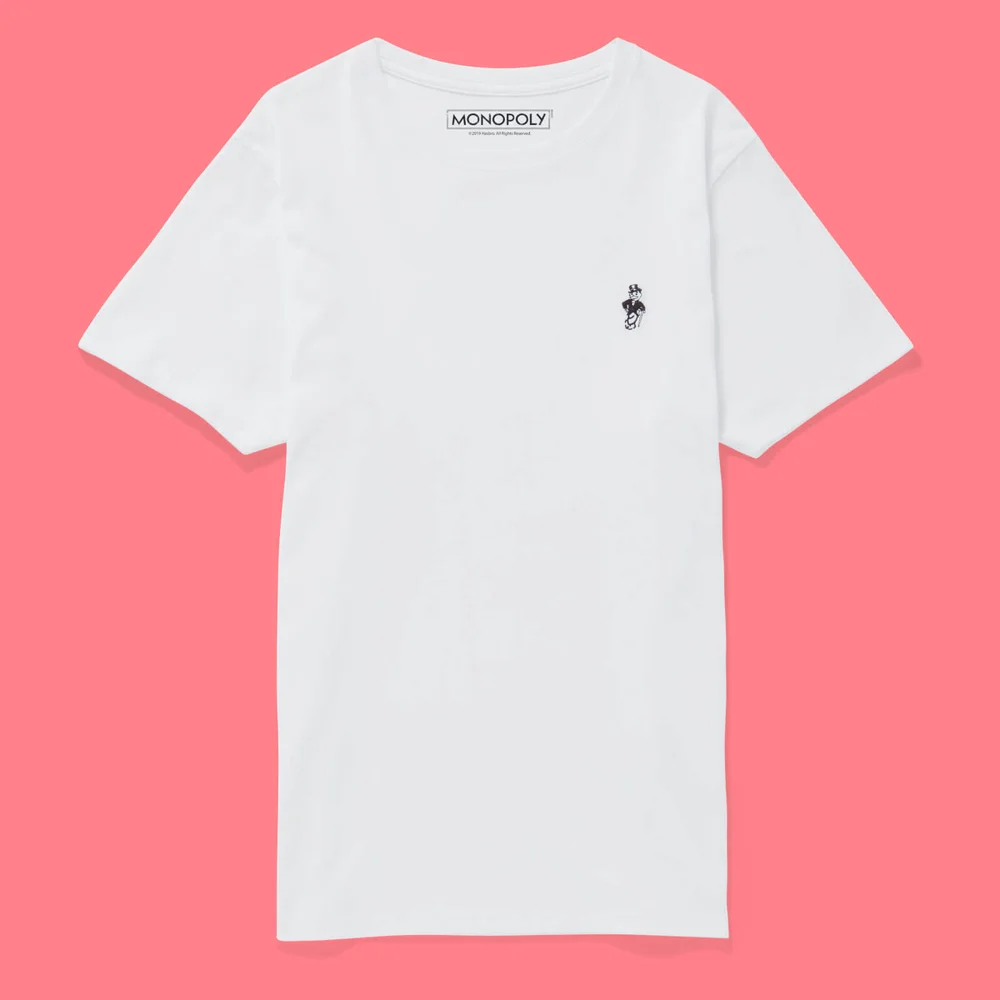 Monopoly Mr Monopoly Embroidered T-Shirt - White - S - Wit Afbeelding 1