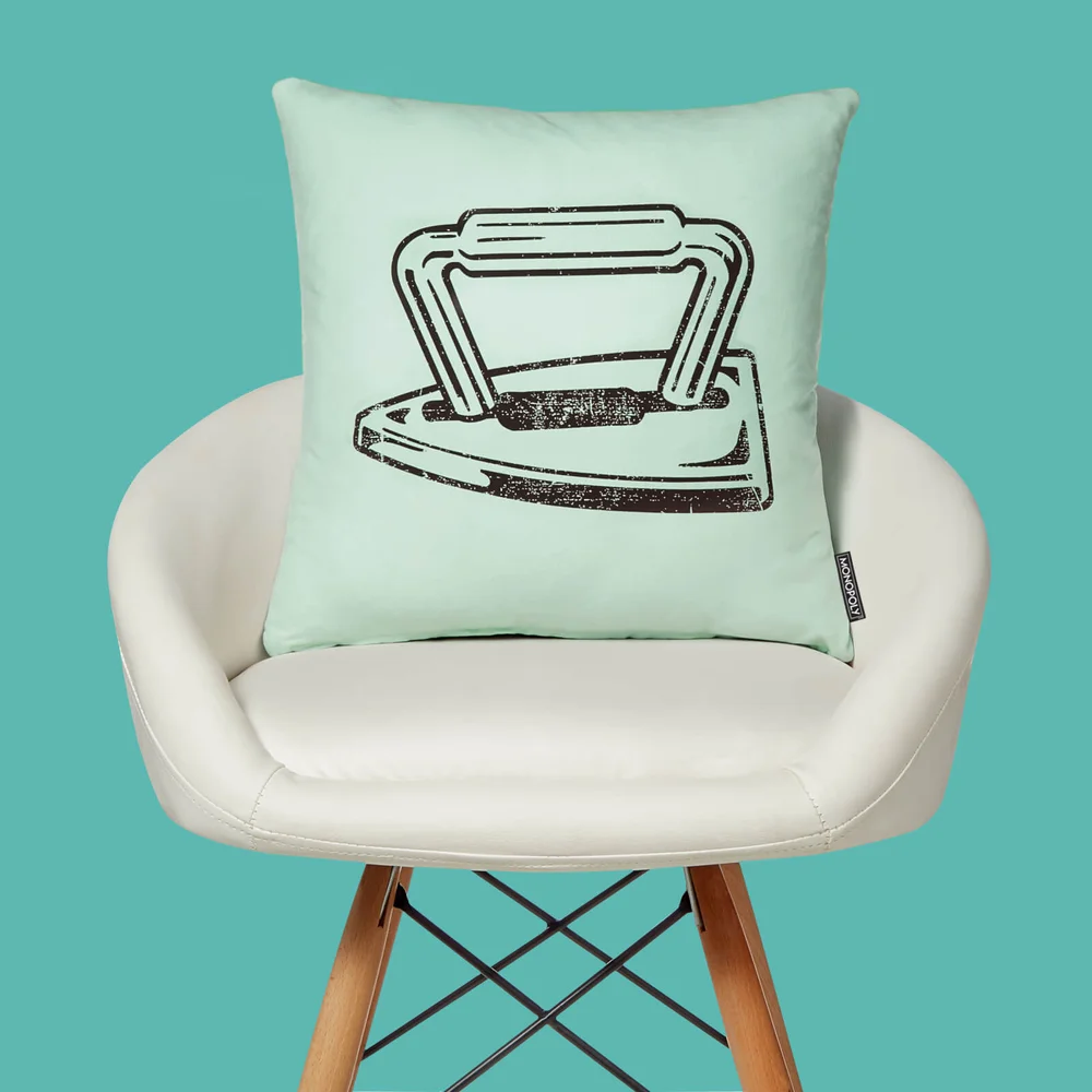 Monopoly Iron Letterpress Square Cushion - 40x40cm - Soft Touch Afbeelding 1
