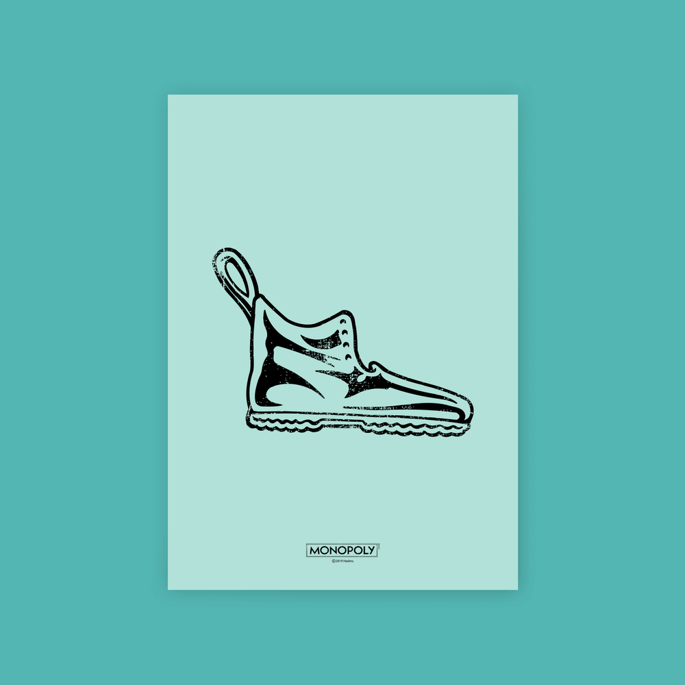 Monopoly Boot Letterpress Art Print - A4 Afbeelding 1