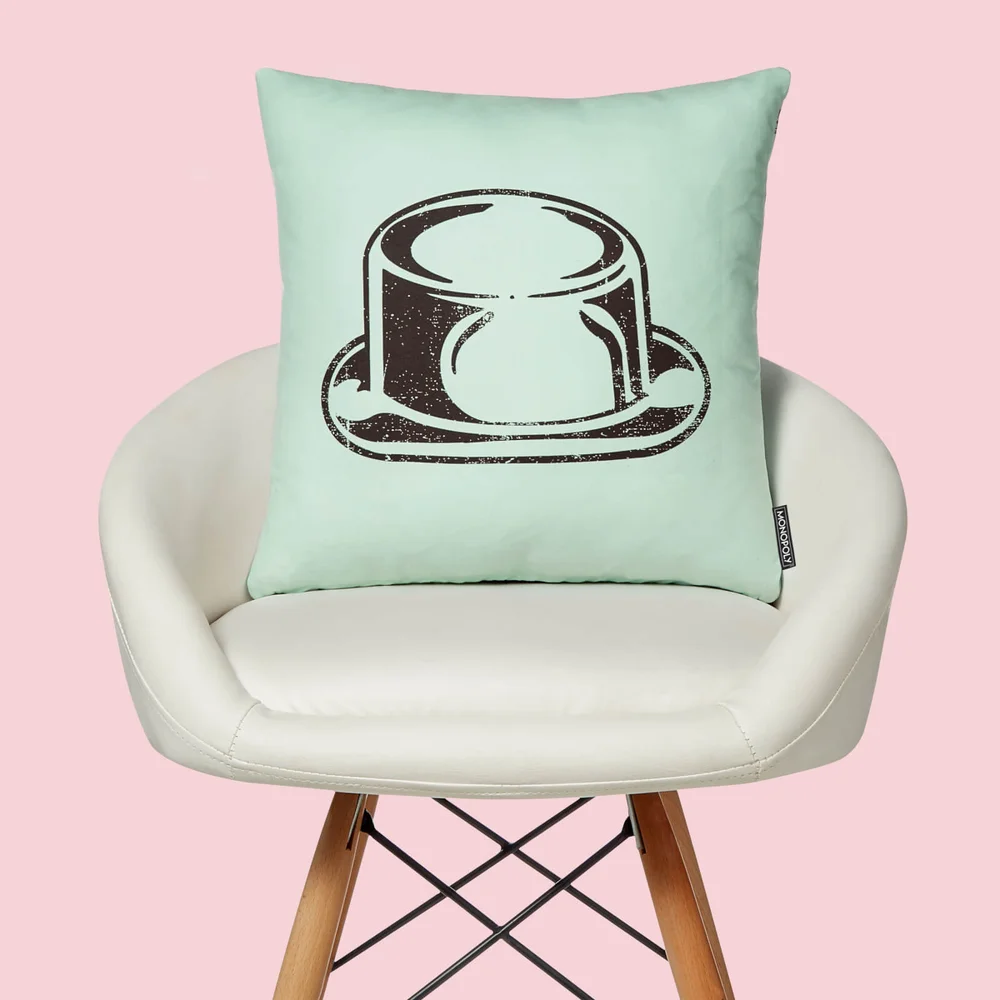 Monopoly Hat Letterpress Square Cushion - 40x40cm - Soft Touch Afbeelding 1