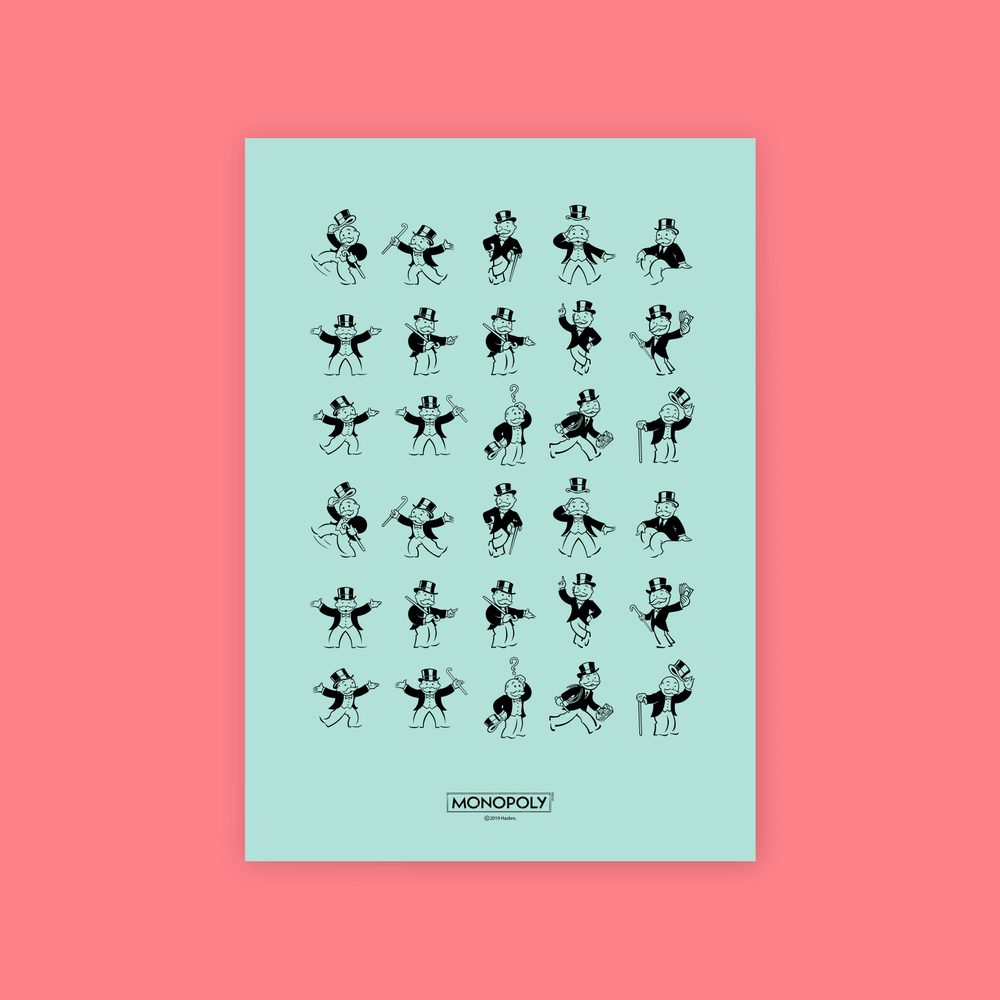 Monopoly Mr Monopoly Letterpress Art Print - A4 Afbeelding 1