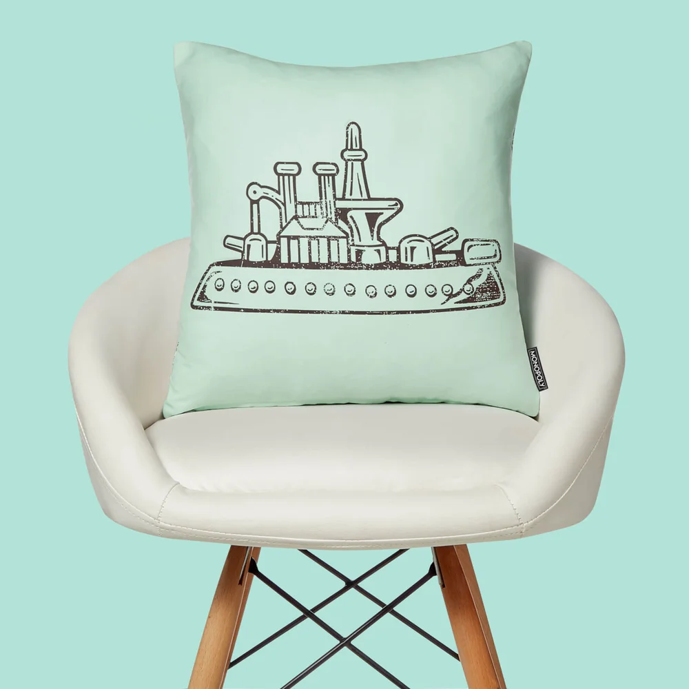 Monopoly Ship Letterpress Square Cushion - 40x40cm - Soft Touch Afbeelding 1