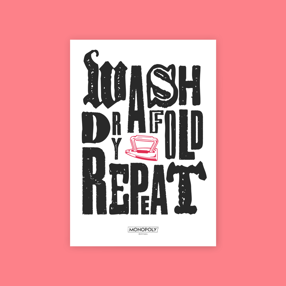 Monopoly Wash Dry Fold Repeat Art Print - A4 Afbeelding 1