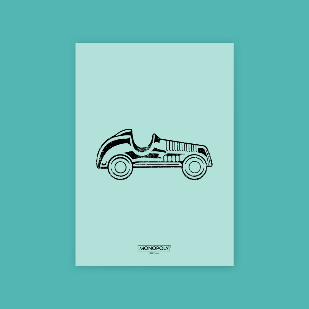 Monopoly Car Letterpress Art Print - A4 Afbeelding 1