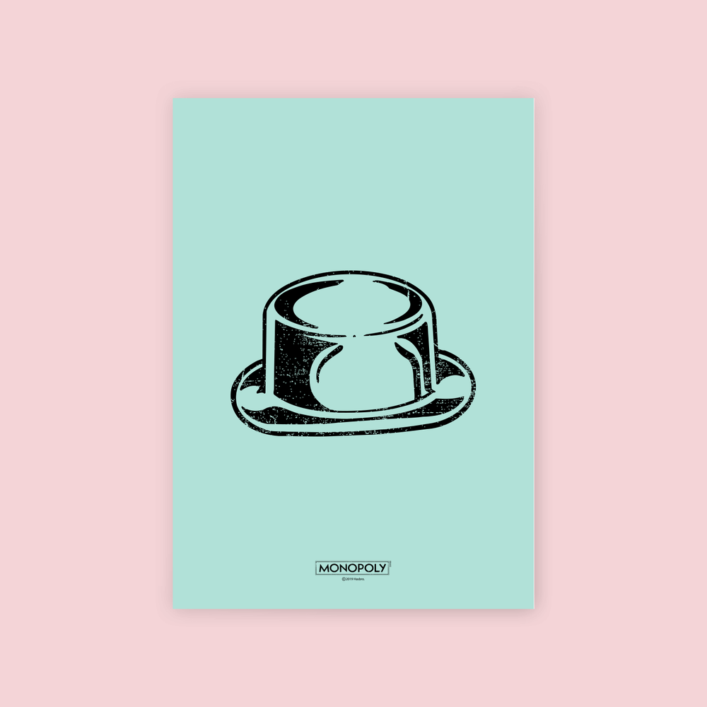 Monopoly Hat Letterpress Art Print - A4 Afbeelding 1