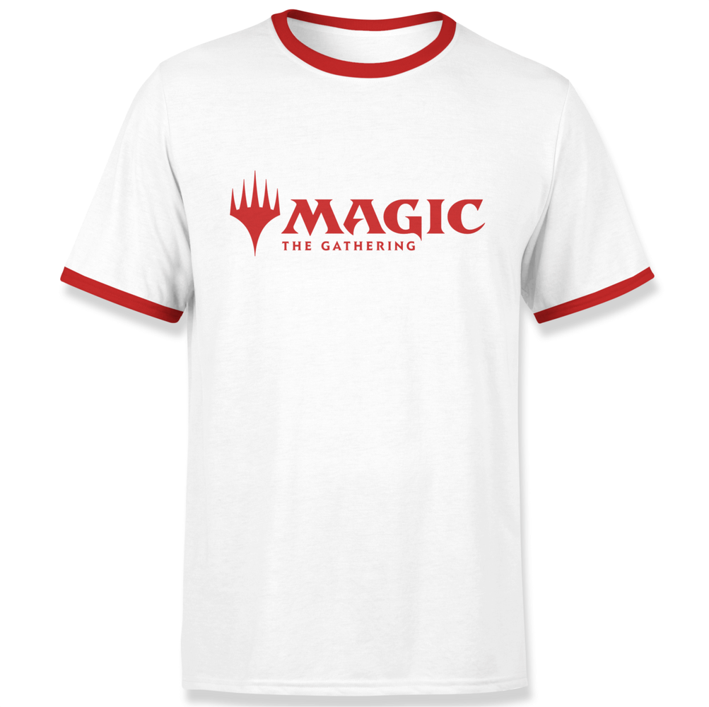 Magic The Gathering Logo Men's Ringer - White/Red - S Afbeelding 1