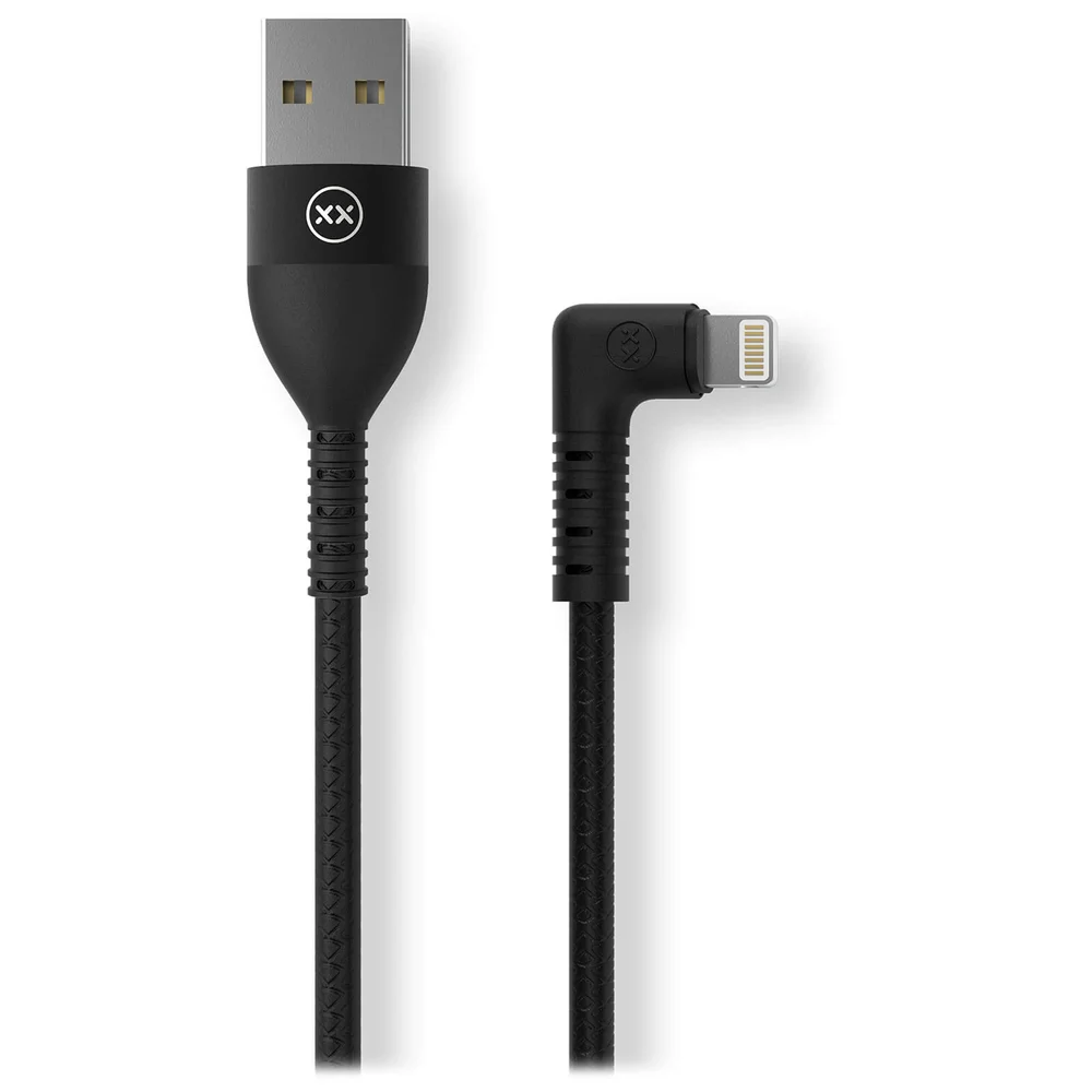 Mixx 1.2 Meter - USB A to Lightning - Right Angle - MFI Version - Black Afbeelding 1