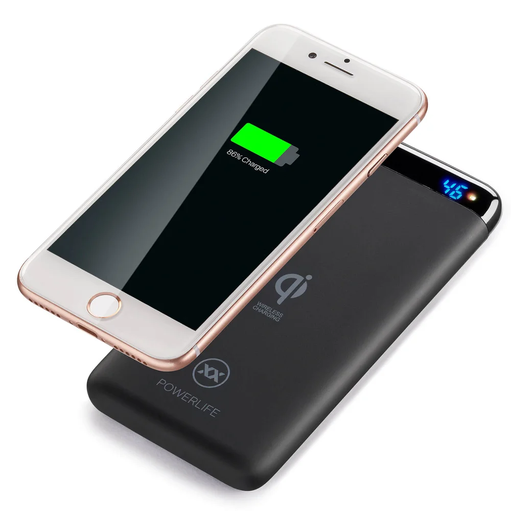Mixx PowerLife Qi5 Wireless 5000mAh + Fast Charge 2 Port USB + LED Afbeelding 1