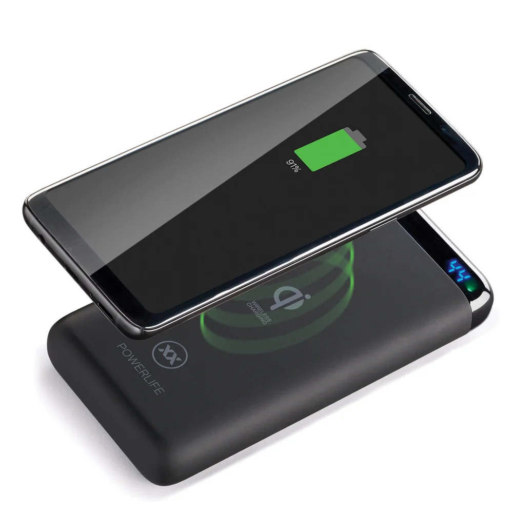 Mixx PowerLife Qi10 Wireless 10000mAh + Fast Charge 2 Port USB + LED Afbeelding 1