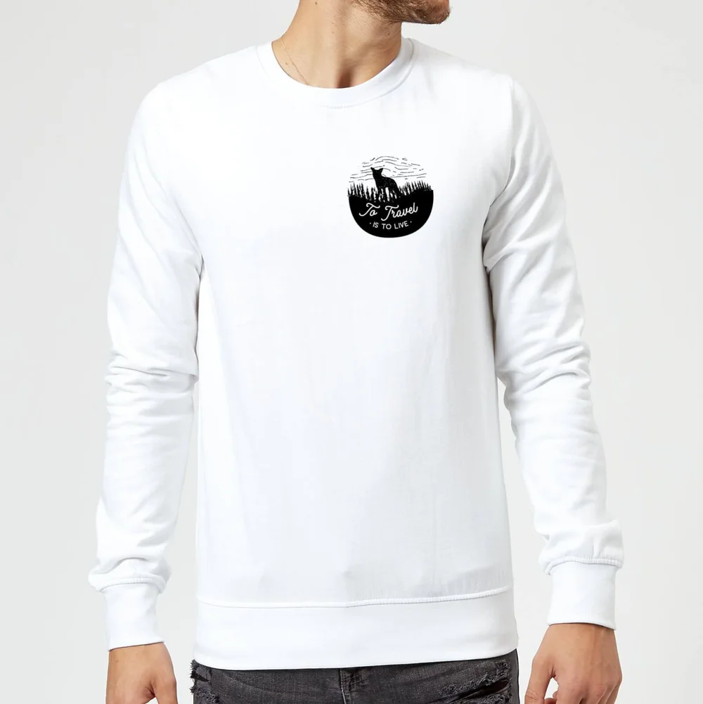 Black To Travel Is To Live Pocket Print Sweatshirt - White - S - Wit Afbeelding 1