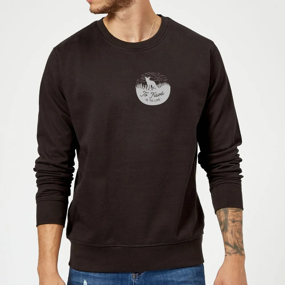 To Travel Is To Live Pocket Print Sweatshirt - Black - S - Zwart Afbeelding 1